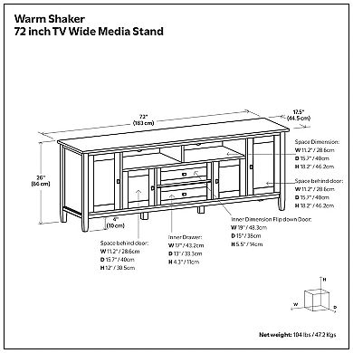 Simpli Home Warm Shaker 72-in. TV Media Stand