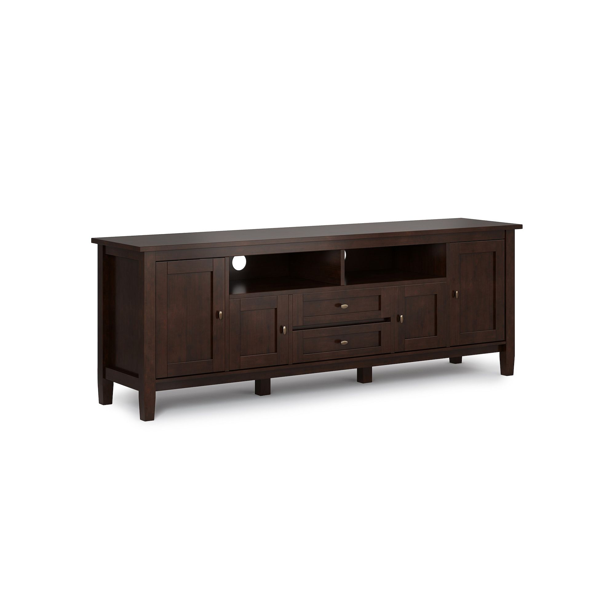Simpli Home Warm Shaker 72-in. TV Media Stand, Russet Brown