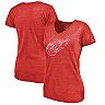 Women's Red Detroit Red Wings Distressed Primary Logo Tri-Blend T-Shirt