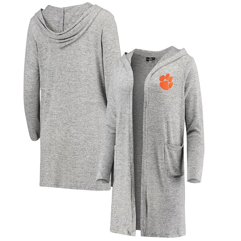 Womens Heathered Gray Clemson Tigers Cuddle Soft Duster Cardigan, Size: XS