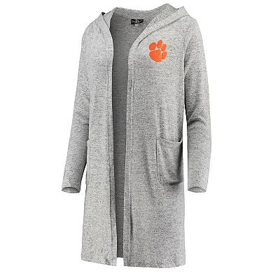 Women's Heathered Gray Clemson Tigers Cuddle Soft Duster Cardigan