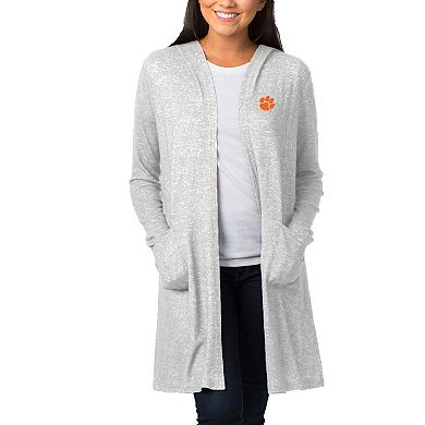 Women's Heathered Gray Clemson Tigers Cuddle Soft Duster Cardigan