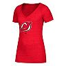 Women's adidas Red New Jersey Devils Distressed Logo V-Neck T-Shirt