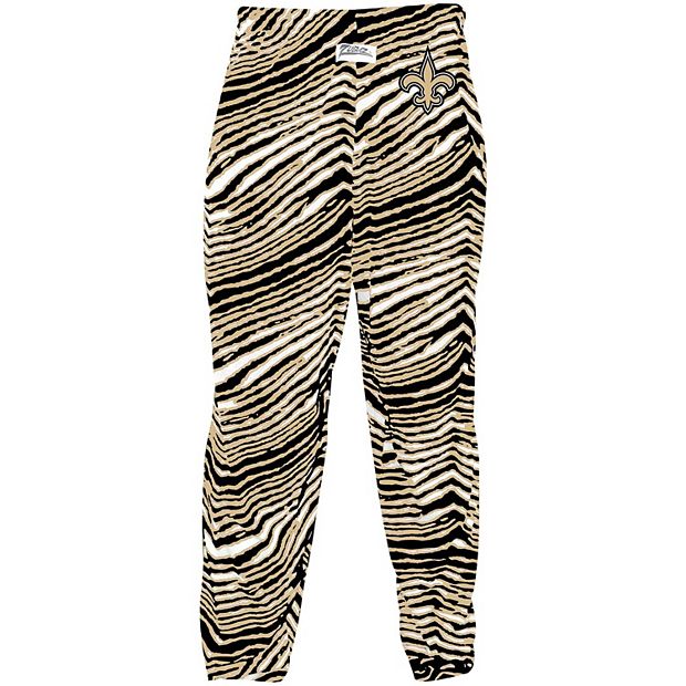 New Orleans Saints Zebra Pants, Black/Burnished Gold