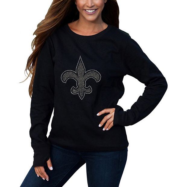 Women's Cuce Black New Orleans Saints Halfback Fleece Pullover