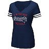Women's Majestic Navy/White New England Patriots Showtime Tailgate Party Notch Neck T-Shirt