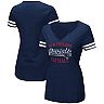 Women's Majestic Navy/White New England Patriots Showtime Tailgate Party Notch Neck T-Shirt