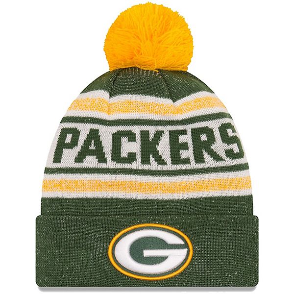 Youth New Era Green Green Bay Packers Toasty Cover Pom Cuffed Knit Hat