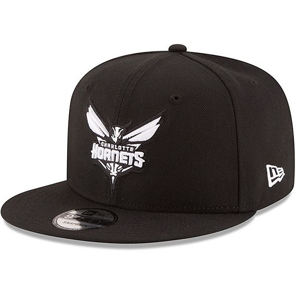 Men's New Era Black Charlotte Hornets Black & White Logo 9FIFTY ...