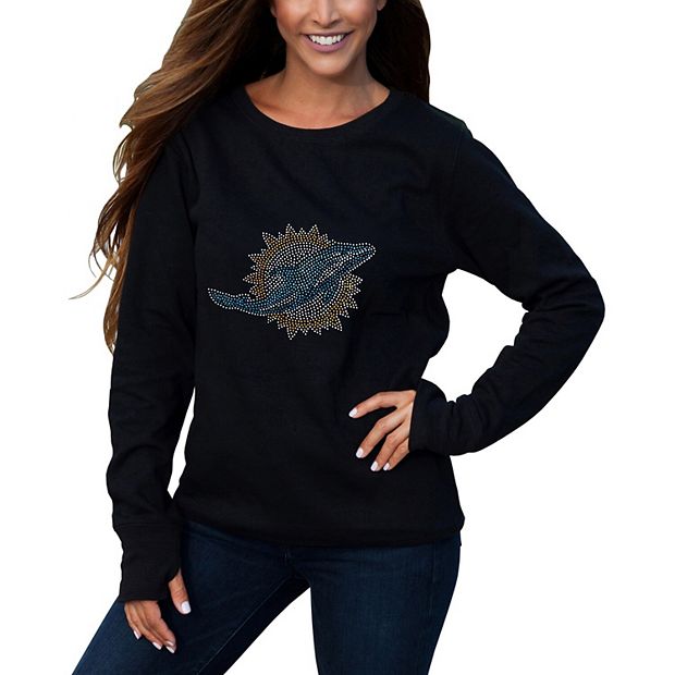 Women's Cuce Black Miami Dolphins Halfback Fleece Pullover Sweatshirt