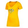 Women's adidas Gold Nashville Predators Distressed Logo V-Neck T-Shirt