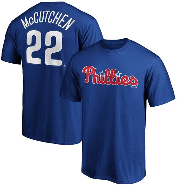 Men's Majestic Andrew McCutchen Royal Philadelphia Phillies Logo Official  Name & Number T-Shirt
