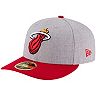 Men's New Era Heathered Gray/Red Miami Heat Two-Tone Low Profile 59FIFTY Fitted Hat