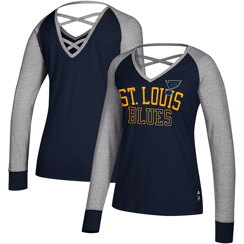 UPC 191521663963 product image for Women's adidas Blue St. Louis Blues Contrast Long Sleeve T-Shirt, Size: Small | upcitemdb.com