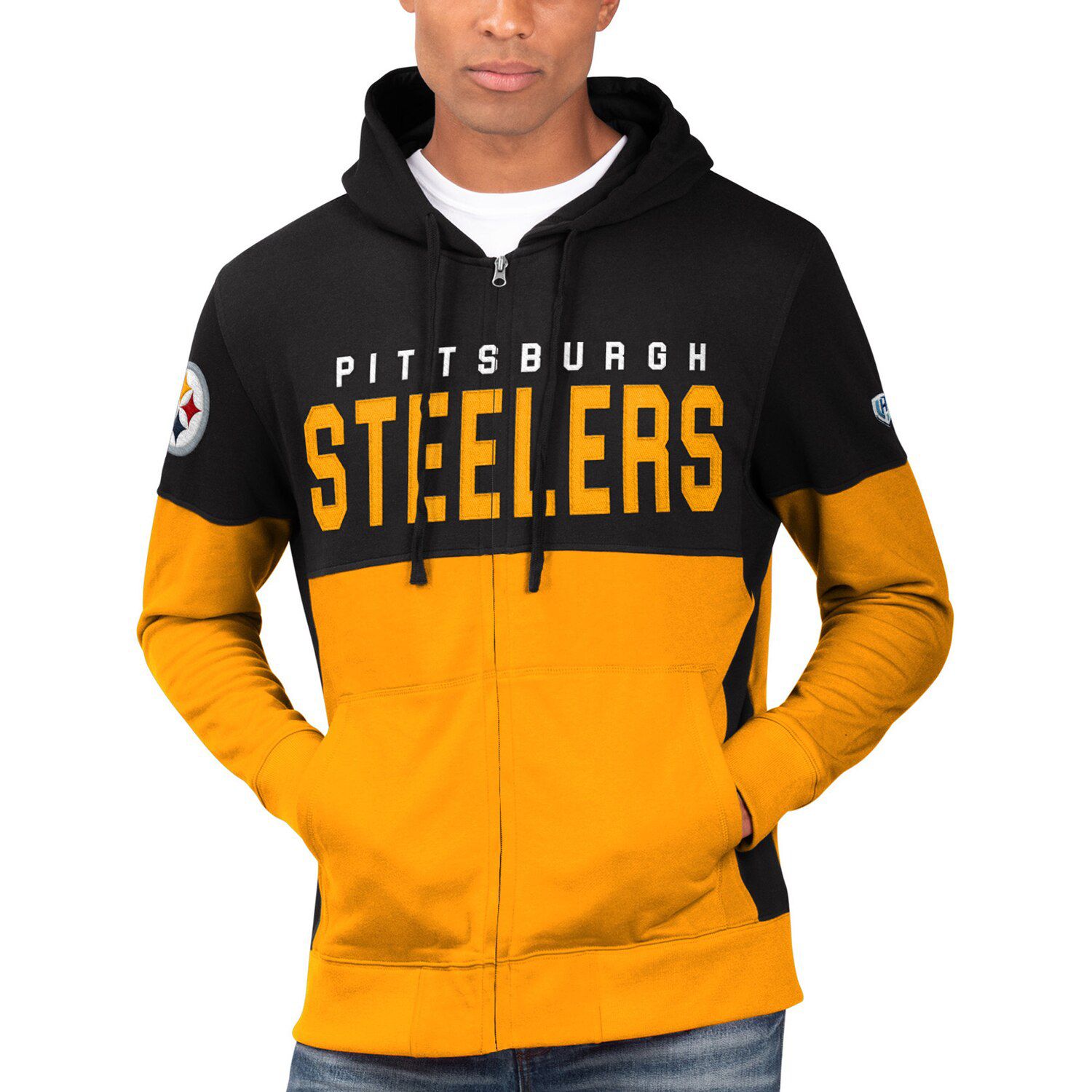 steelers full zip hoodie
