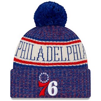 Men's New Era Royal Philadelphia 76ers Sport Cuffed Knit Hat with Pom