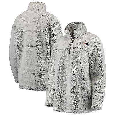 Women's Gray New England Patriots Sherpa Quarter-Zip Pullover Jacket
