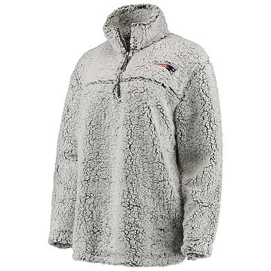 Women's Gray New England Patriots Sherpa Quarter-Zip Pullover Jacket