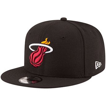Men's New Era Black Miami Heat Official Team Color 9FIFTY Adjustable Snapback Hat