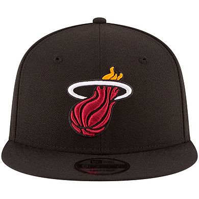 Men's New Era Black Miami Heat Official Team Color 9FIFTY Adjustable Snapback Hat