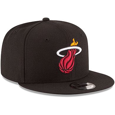 Men's New Era Black Miami Heat Official Team Color 9FIFTY Adjustable Snapback Hat