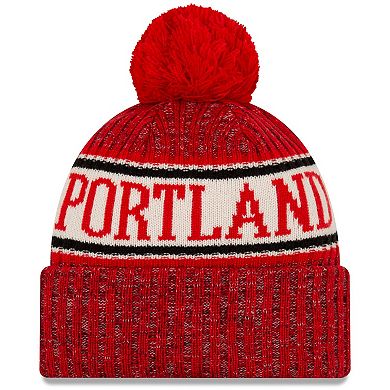 Men's New Era Red Portland Trail Blazers Sport Cuffed Knit Hat with Pom