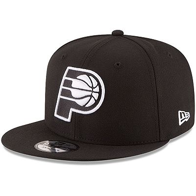 Men s New Era Black Indiana Pacers Black White Logo 9FIFTY Adjustable Snapback Hat