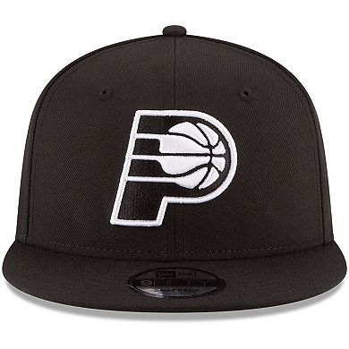 Men's New Era Black Indiana Pacers Black & White Logo 9FIFTY Adjustable Snapback Hat