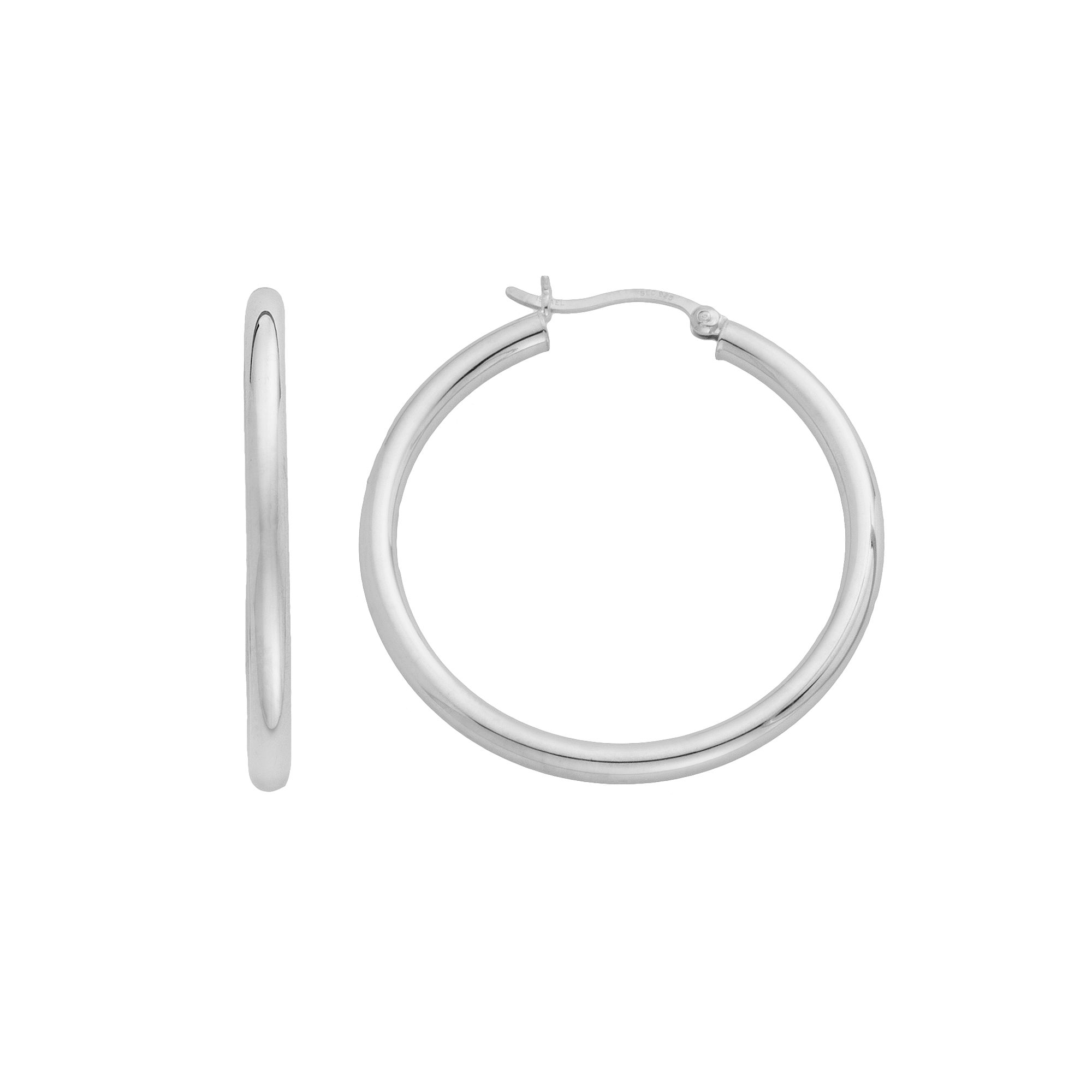 Platinum Over Silver Hoop Earrings, Womens