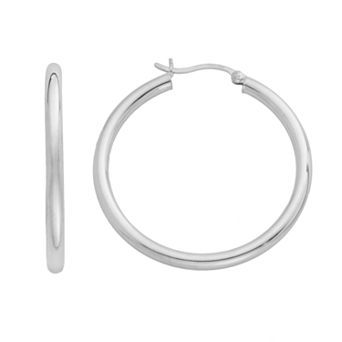 Platinum Over Silver Hoop Earrings