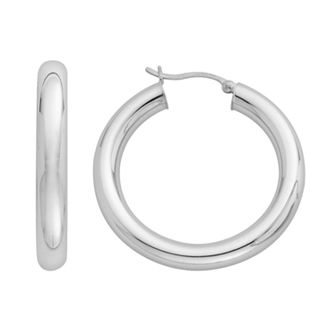 Platinum Over Silver Hoop Earrings