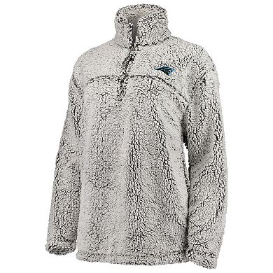 Women's G-III 4Her by Carl Banks Gray Carolina Panthers Sherpa Quarter-Zip Pullover Jacket