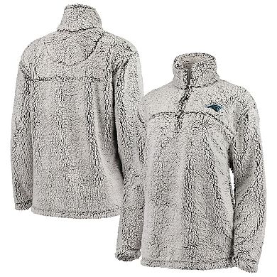 Women's G-III 4Her by Carl Banks Gray Carolina Panthers Sherpa Quarter-Zip Pullover Jacket