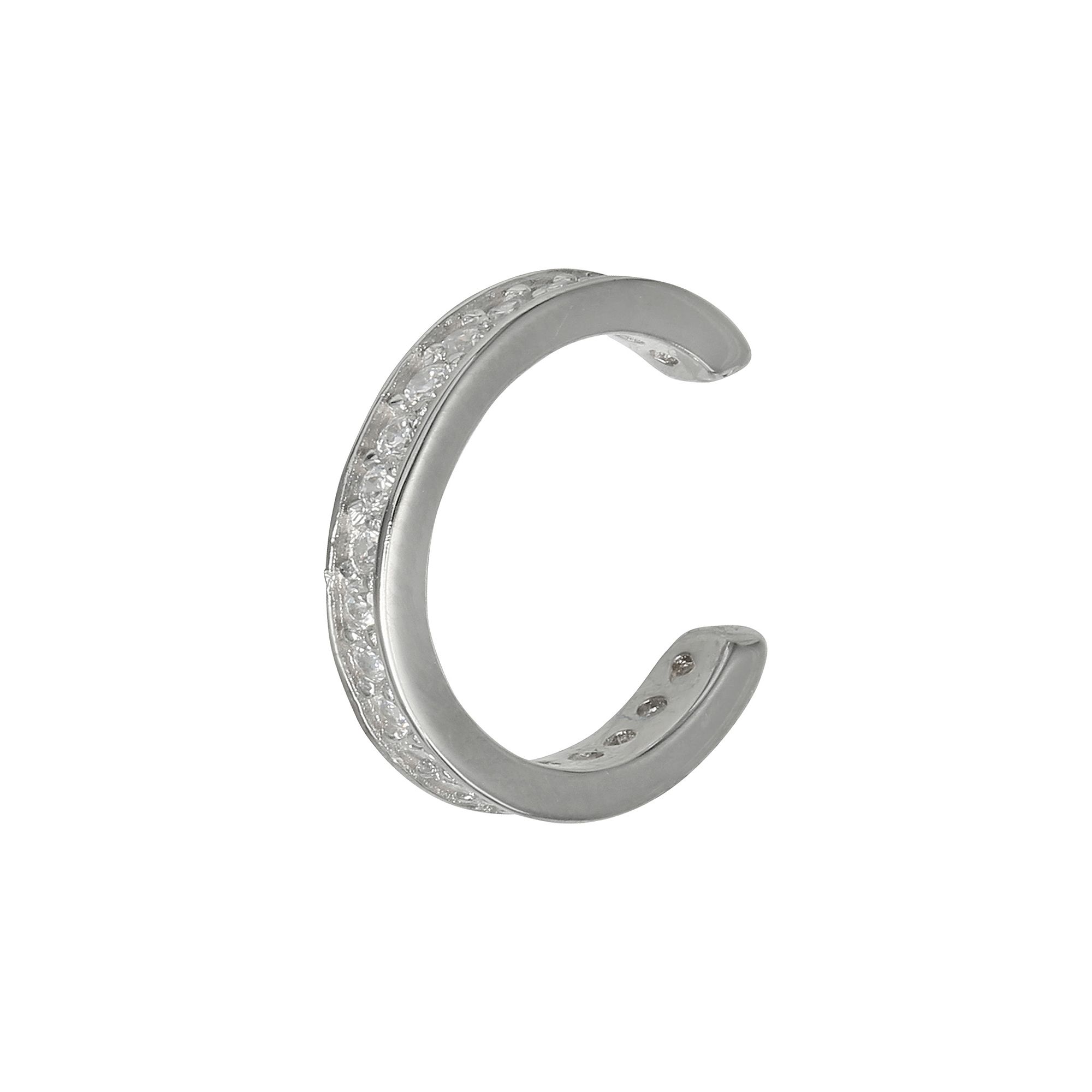 PRIMROSE Sterling Silver Pave Cubic Zirconia Cuff Earrings, Womens