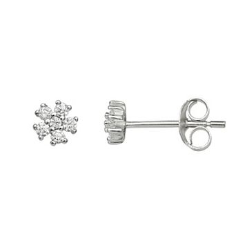 PRIMROSE Sterling Silver Cubic Zirconia Flower Stud Earrings
