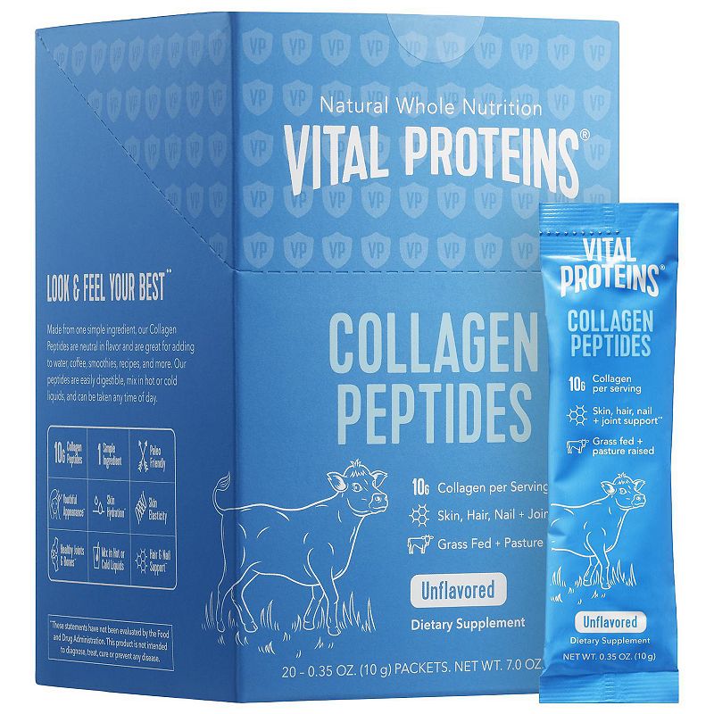 Vital Proteins  Collagen Peptides Powder  Stick Pack Protein Box  20 Ct  7 Oz