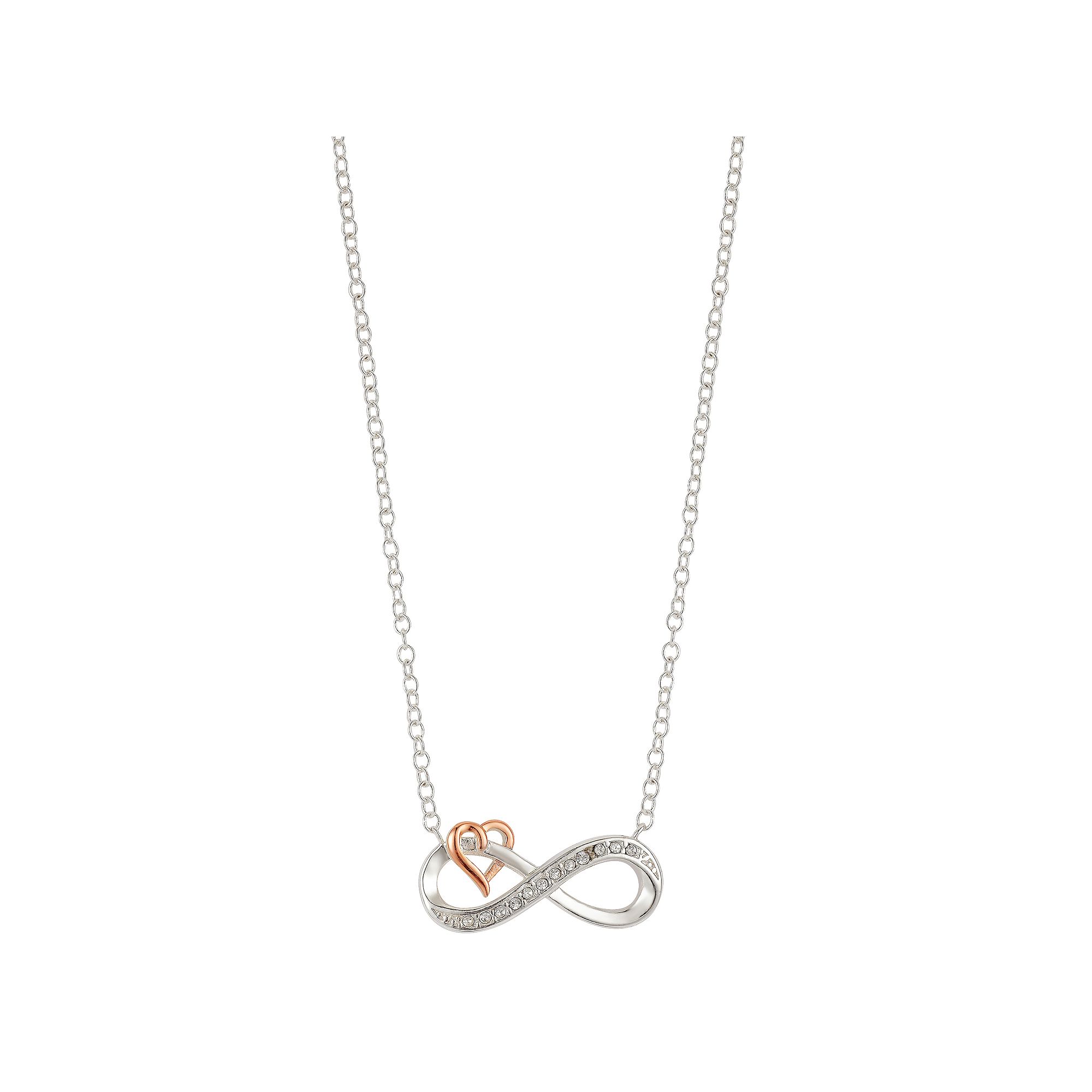 Brilliance Crystal Two-Tone Infinity Heart Necklace, Womens, Size: 18, 