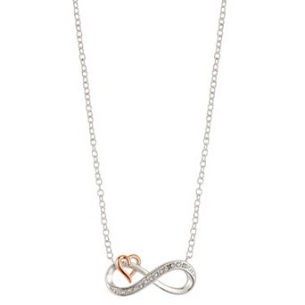 Brilliance Crystal Two-Tone Infinity Heart Necklace