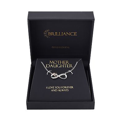 Brilliance Crystal Two-Tone Infinity Heart Necklace