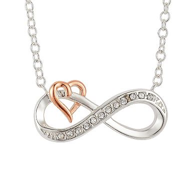 Brilliance Crystal Two-Tone Infinity Heart Necklace