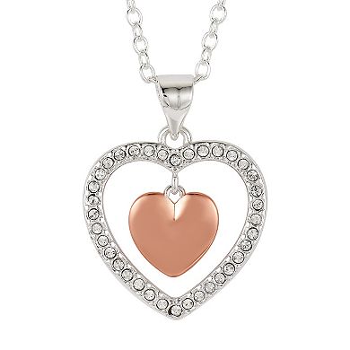 Brilliance Two Tone Crystal Heart Pendant Necklace