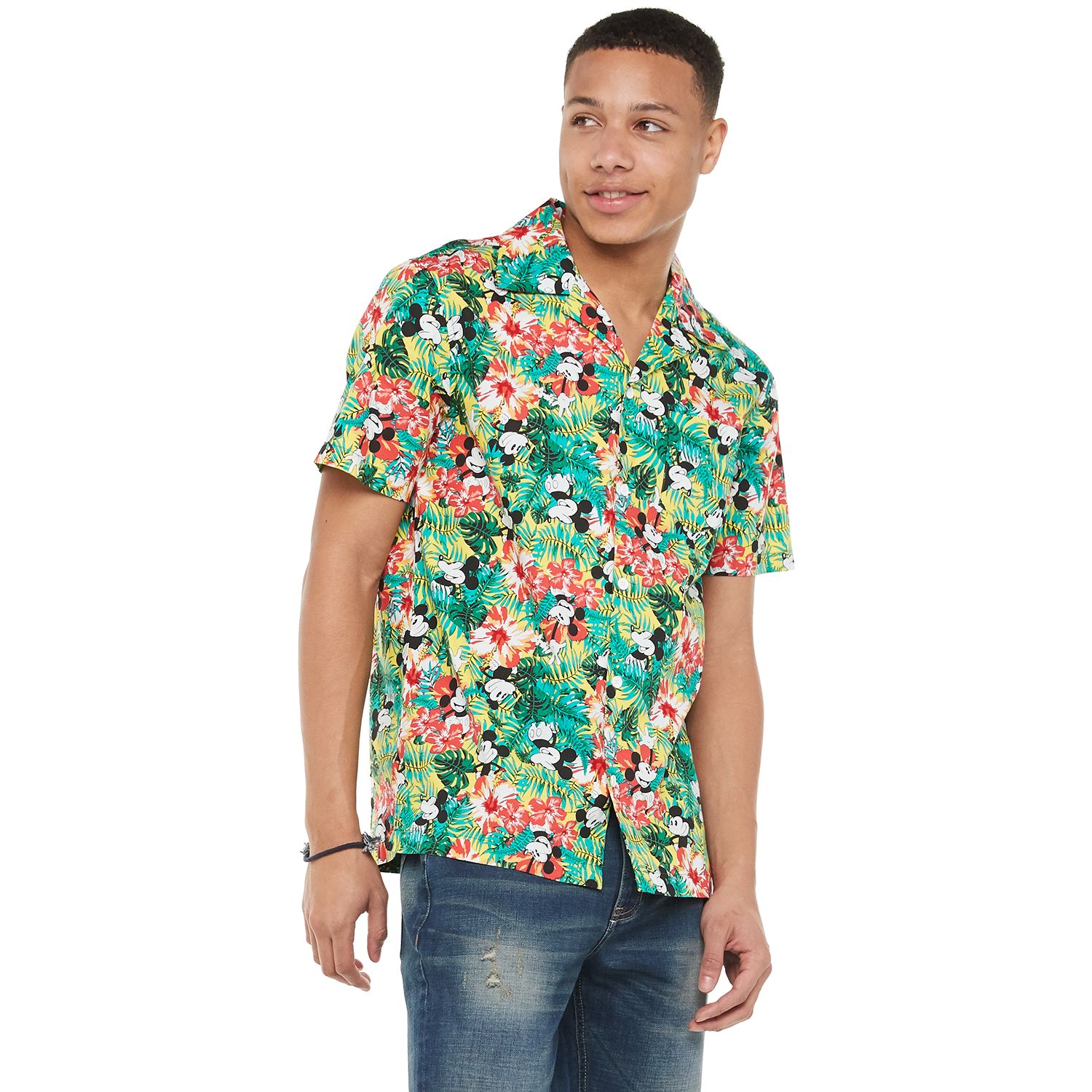 mickey mouse button down shirt mens