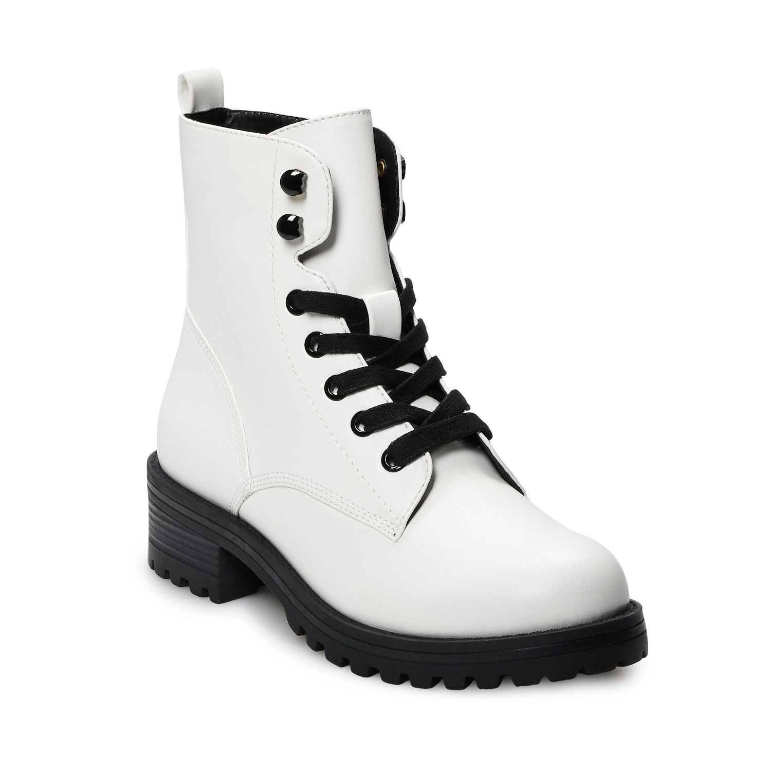 black and white combat boots