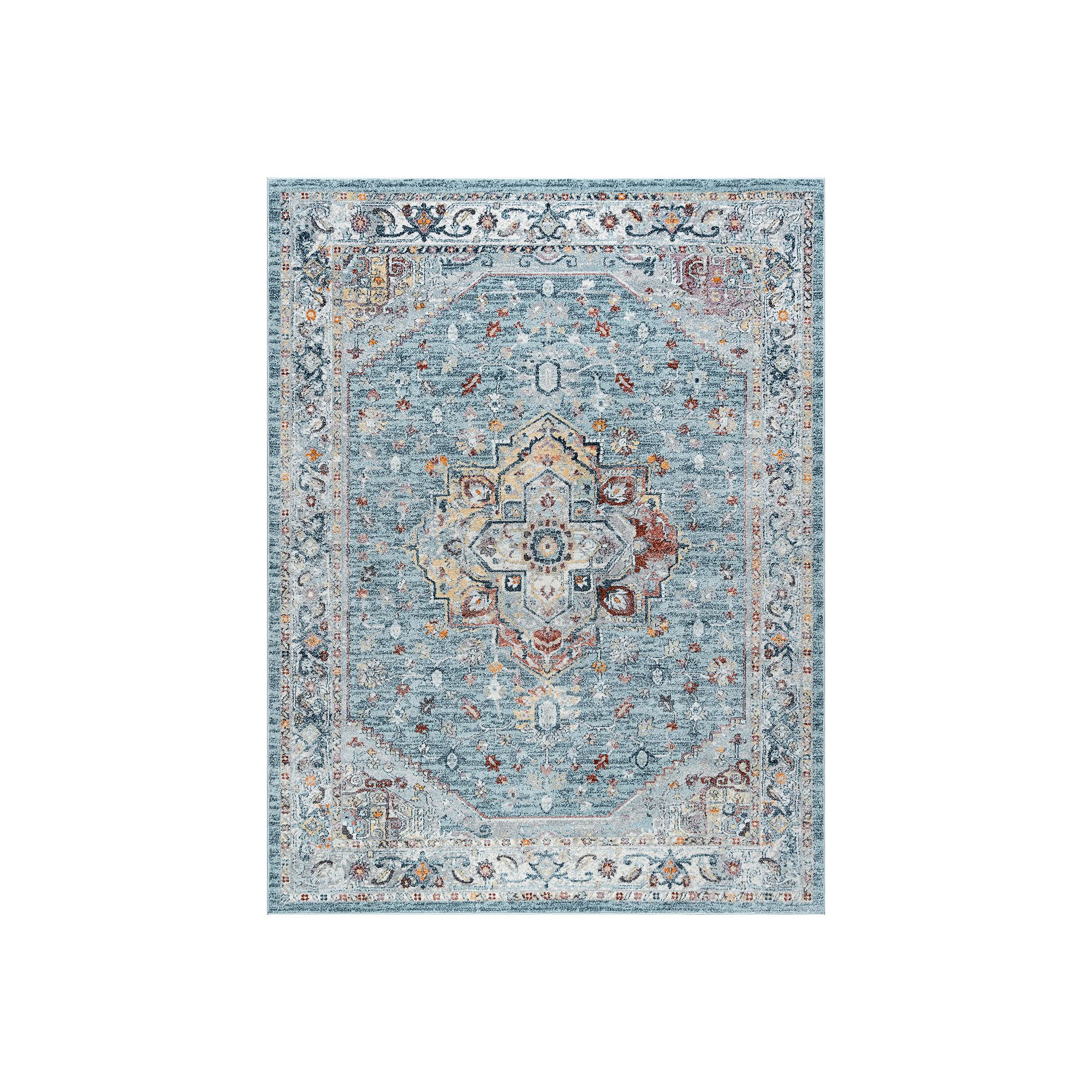 KHL Rugs Kinsley Traditional Framed Rug, Gray Blue