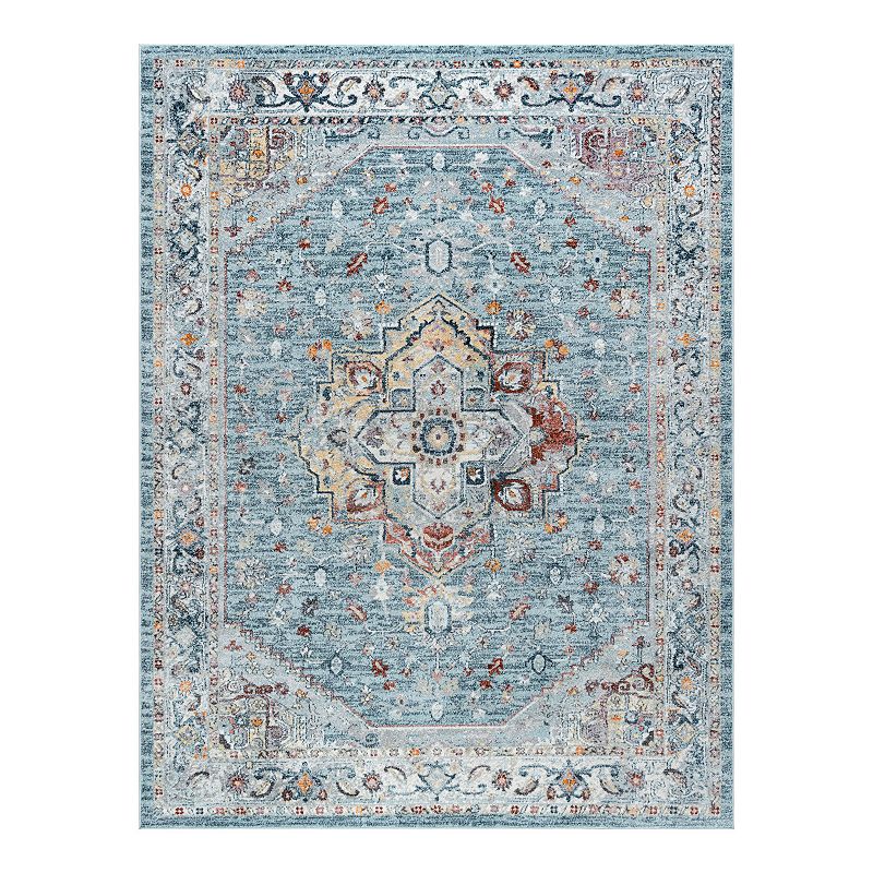 KHL Rugs Kinsley Traditional Framed Rug, Grey, 5X7FT OVAL