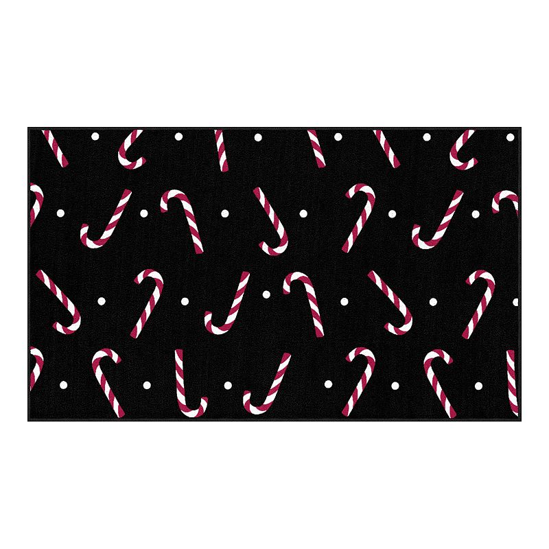 Mohawk Home Prismatic Candy Canes Rug, Black, 18X30