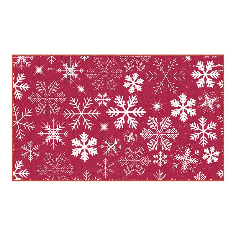 18901144 Mohawk Home Prismatic Snowflakes Rug, Red, 2.5X4 F sku 18901144