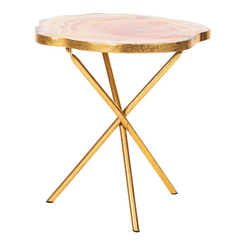 Safavieh Giselle Faux Agate Side Table, Orange