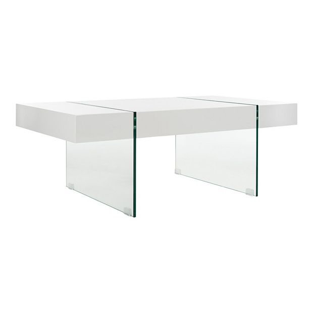 Safavieh home jacob white deals and glass leg coffee table