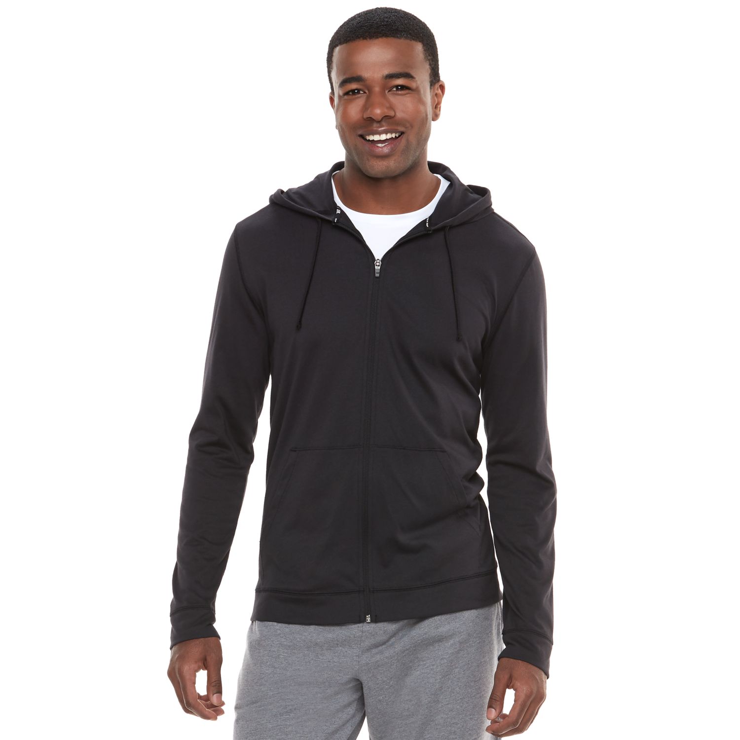 lightweight jersey zip hoodie